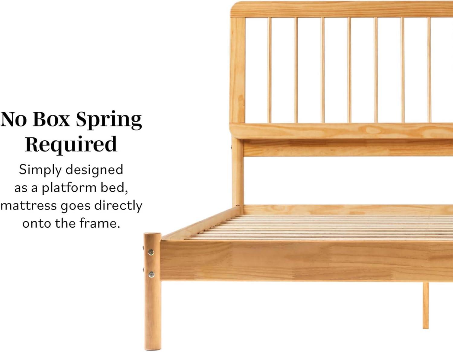 imageWalker Edison Clemente MidCentury Modern Spindle Headboard Queen Bedframe Queen Size CaramelNatural Pine