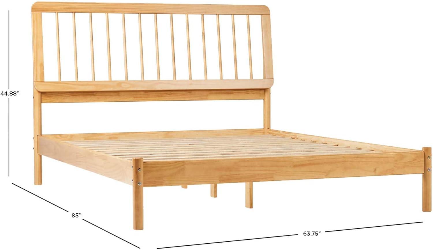 imageWalker Edison Clemente MidCentury Modern Spindle Headboard Queen Bedframe Queen Size CaramelNatural Pine