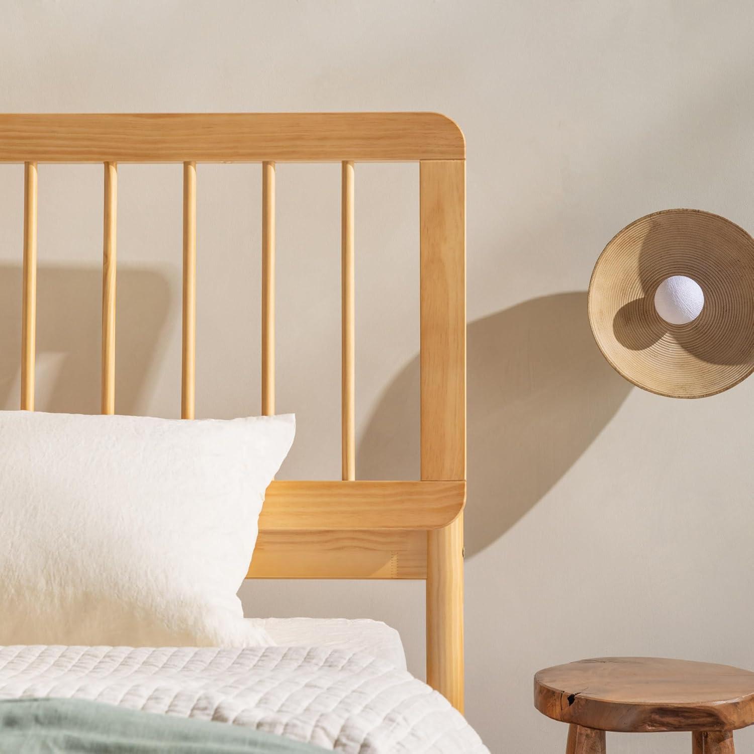 imageWalker Edison Clemente MidCentury Modern Spindle Headboard Queen Bedframe Queen Size CaramelNatural Pine