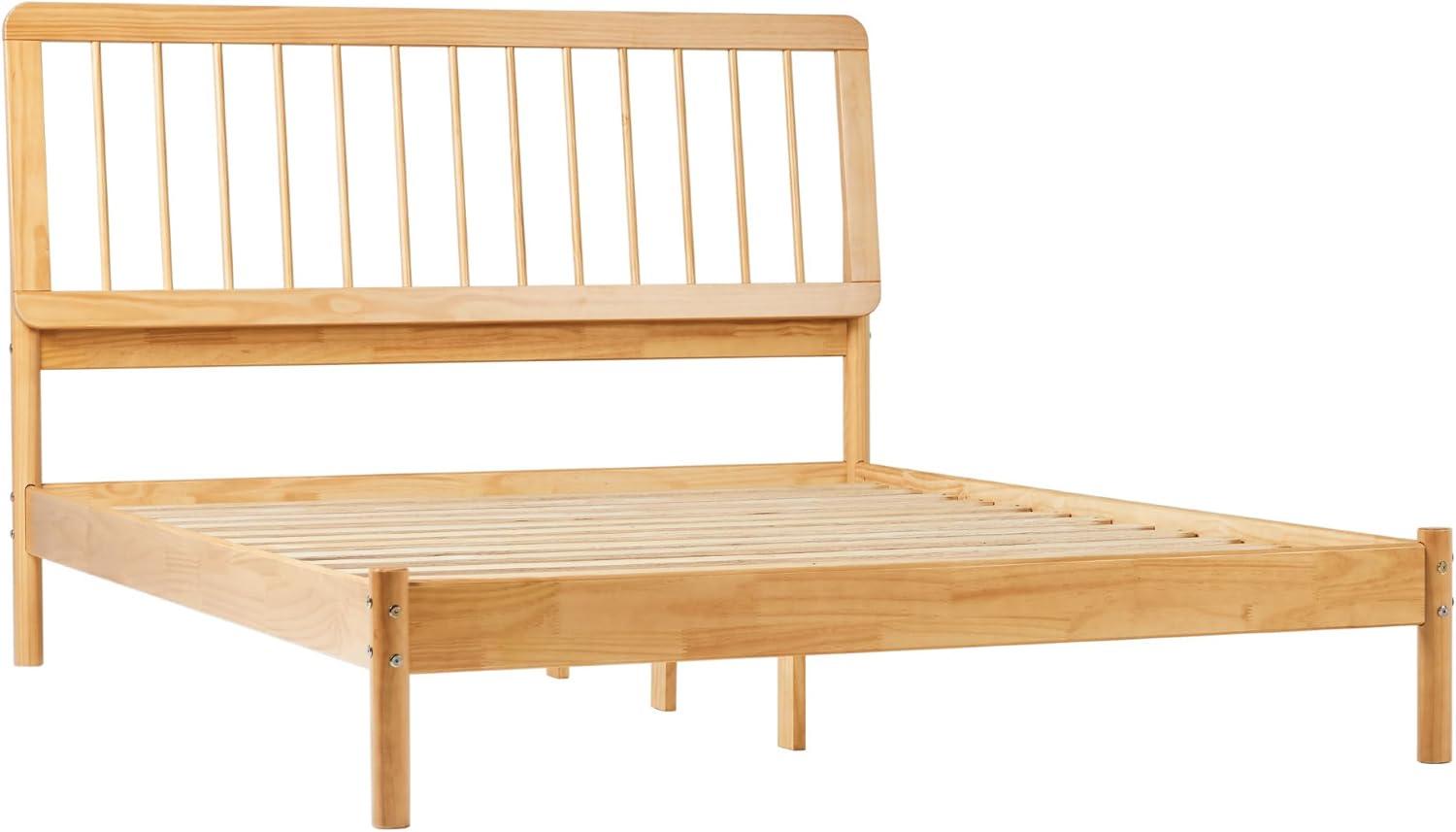 imageWalker Edison Clemente MidCentury Modern Spindle Headboard Queen Bedframe Queen Size CaramelNatural Pine