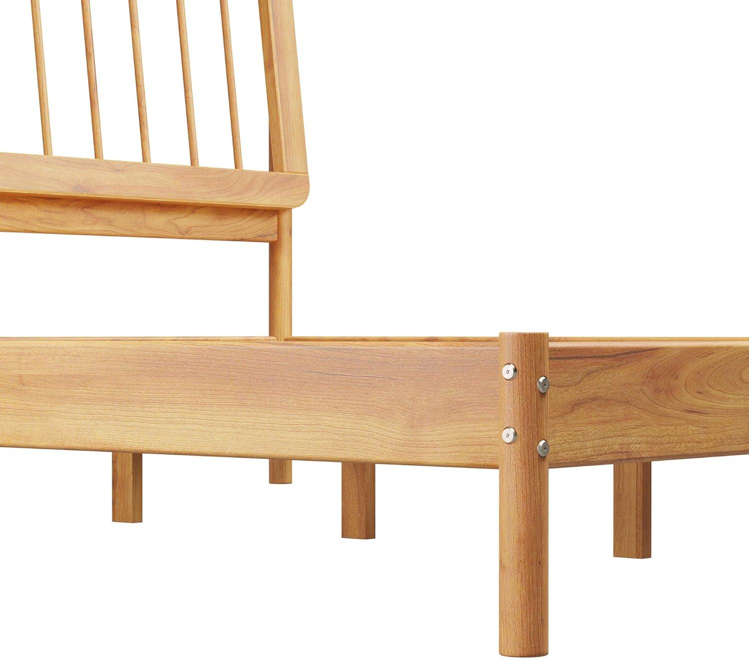 imageWalker Edison Clemente MidCentury Modern Spindle Headboard Queen Bedframe Queen Size CaramelNatural Pine