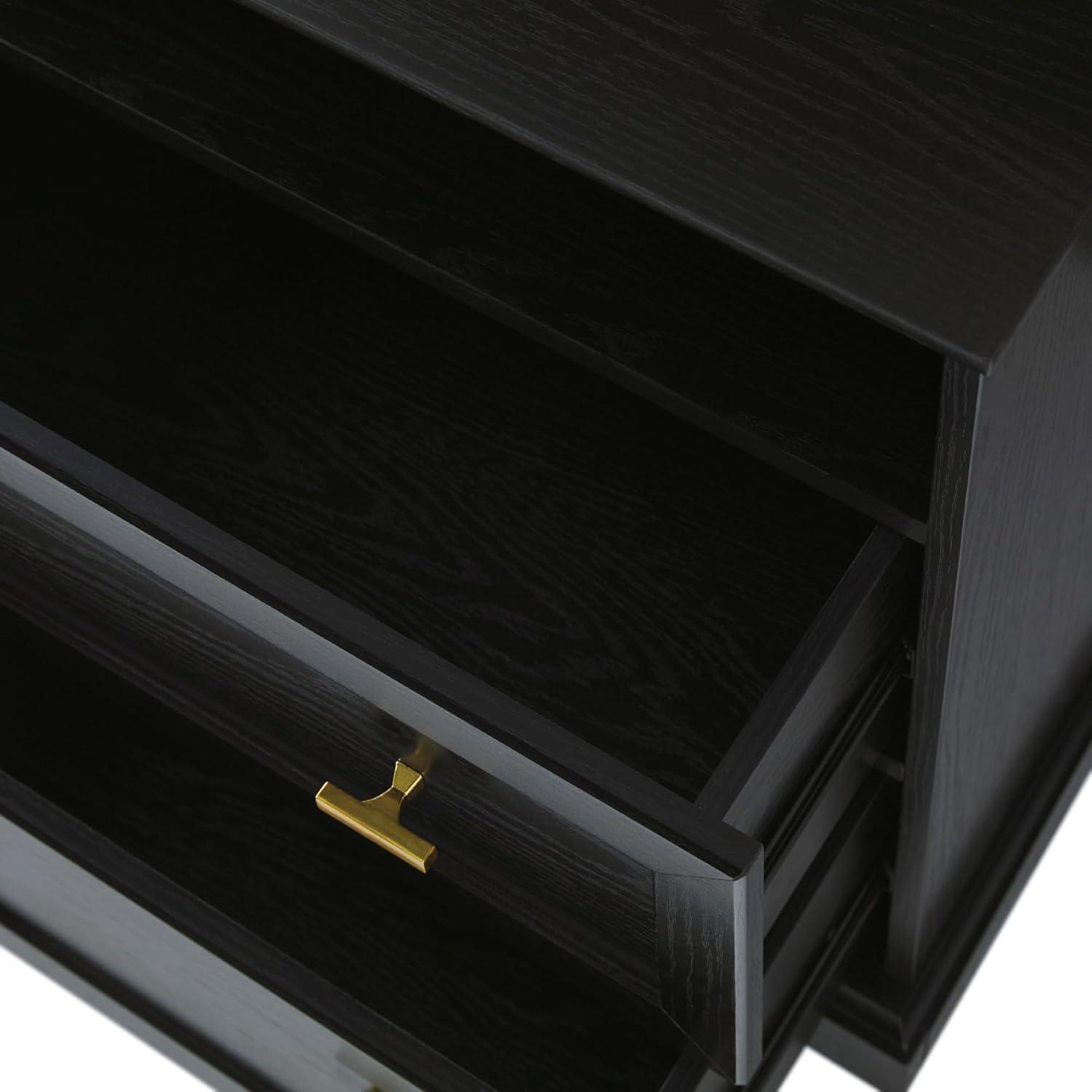 imageWalker Edison Clyde EZ Assembly Rustic 2Drawer OpenCubby Nighstands End Side Tables Living Room Bedroom Storage BlackBlack