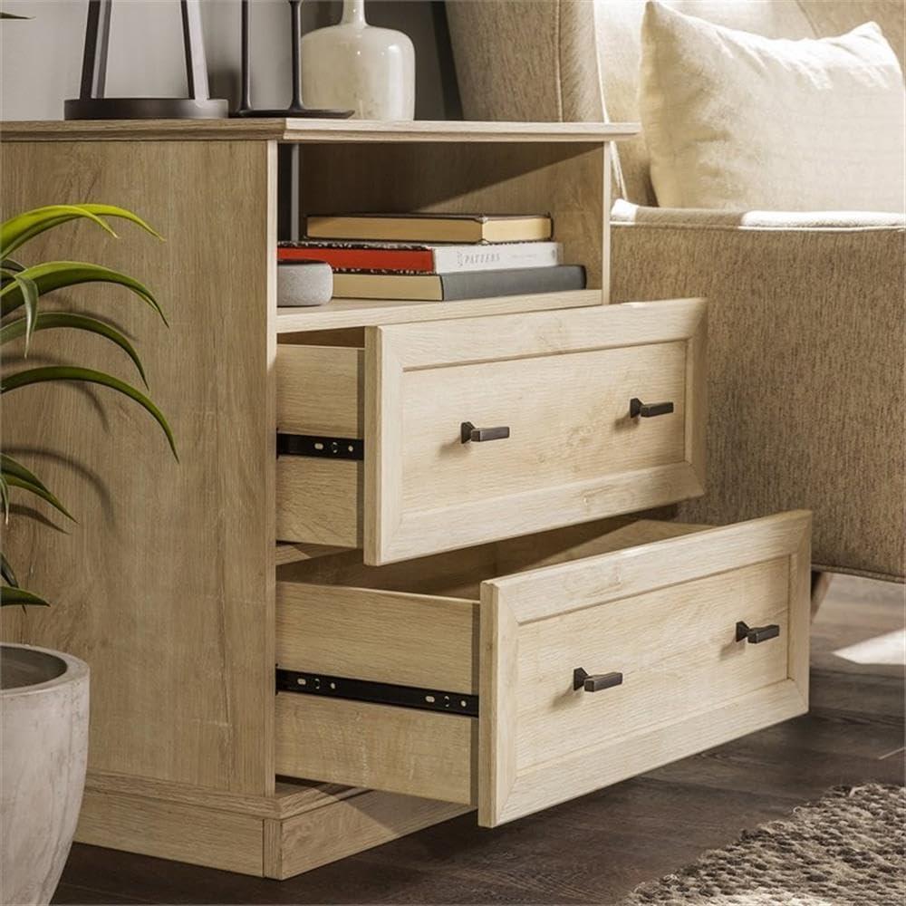 imageWalker Edison Clyde EZ Assembly Rustic 2Drawer OpenCubby Nighstands End Side Tables Living Room Bedroom Storage BlackWhite Oak