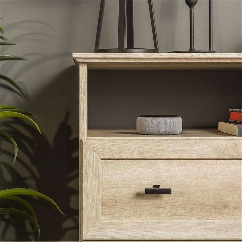 imageWalker Edison Clyde EZ Assembly Rustic 2Drawer OpenCubby Nighstands End Side Tables Living Room Bedroom Storage BlackWhite Oak