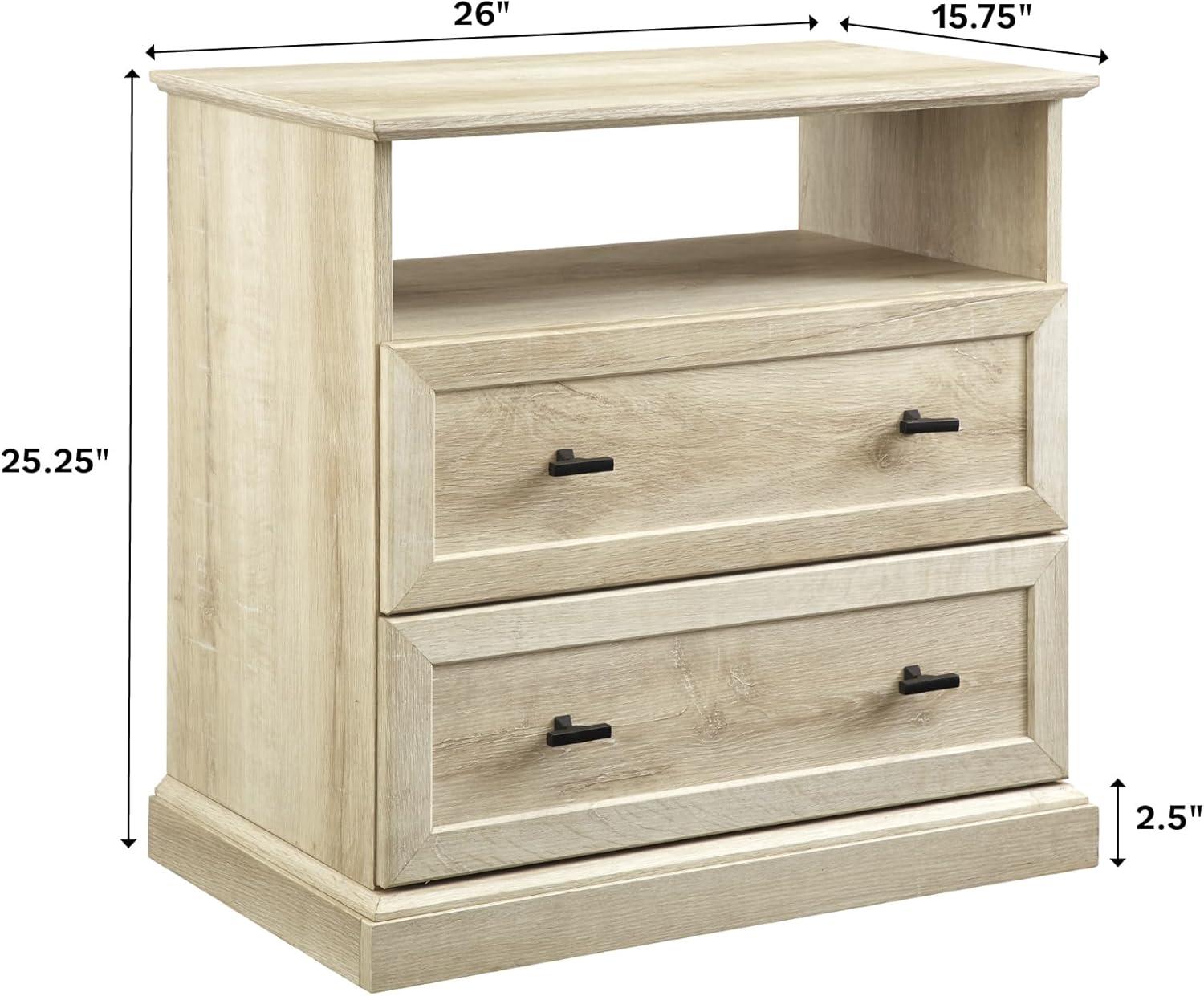 imageWalker Edison Clyde EZ Assembly Rustic 2Drawer OpenCubby Nighstands End Side Tables Living Room Bedroom Storage BlackWhite Oak