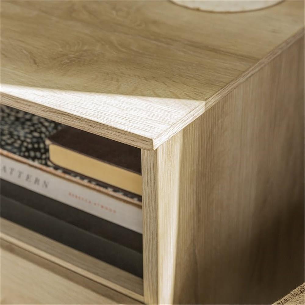 imageWalker Edison Clyde EZ Assembly Rustic 2Drawer OpenCubby Nighstands End Side Tables Living Room Bedroom Storage BlackWhite Oak