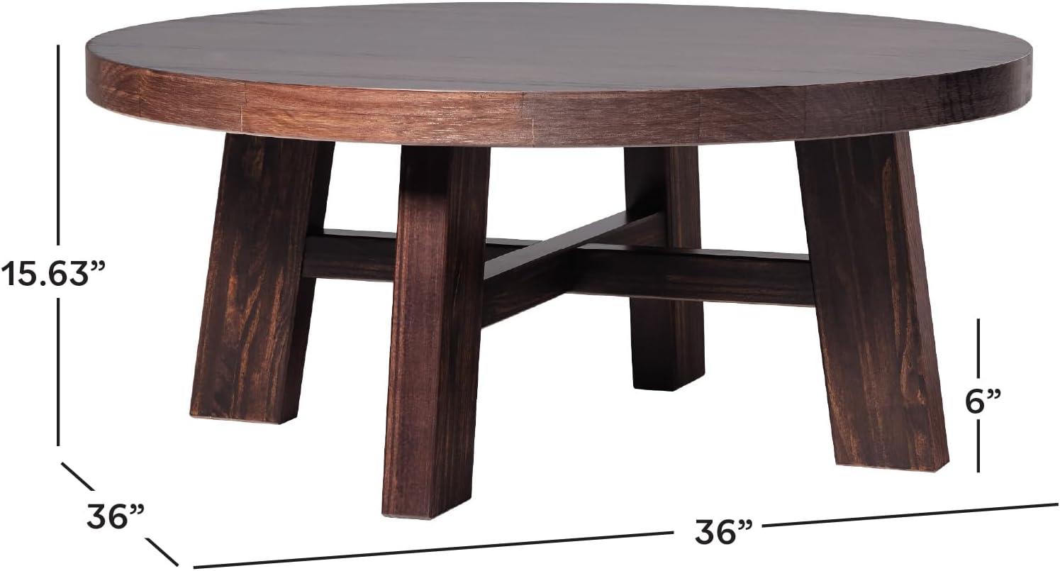 imageWalker Edison Colt Modern Farmhouse Solid Wood Round Coffee Table 36 Inch EspressoEspresso
