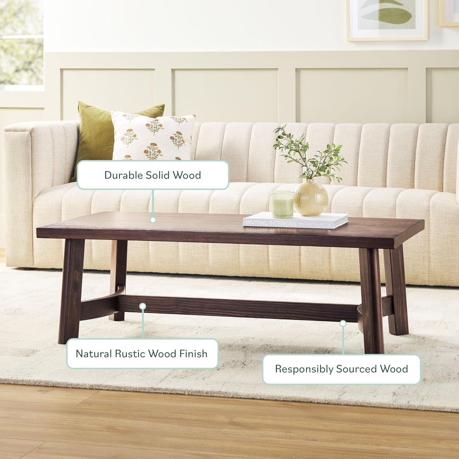 imageWalker Edison Colt Modern Farmhouse Solid Wood Round Coffee Table 36 Inch EspressoEspresso