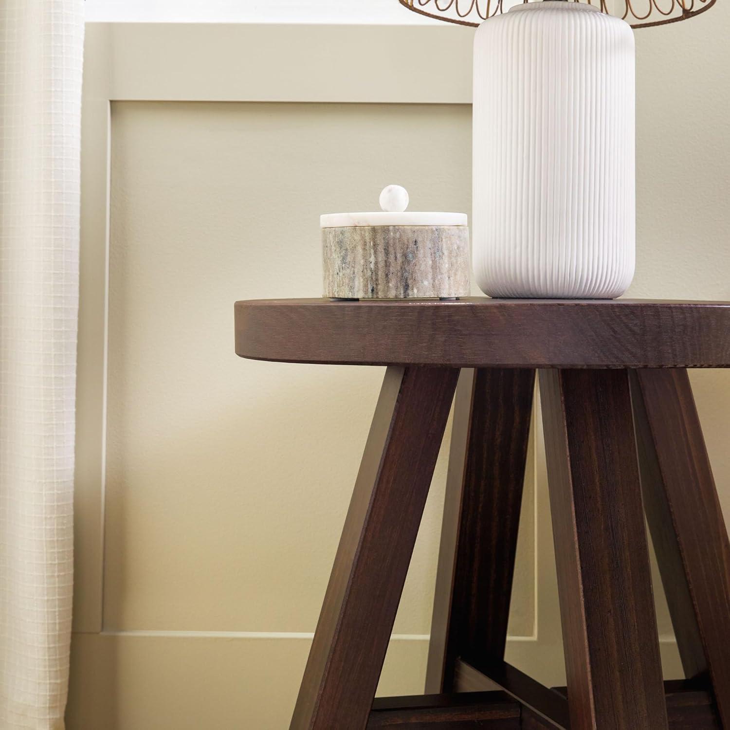 imageWalker Edison Colt Modern Farmhouse Solid Wood Round Side Table 18 Inch EspressoEspresso