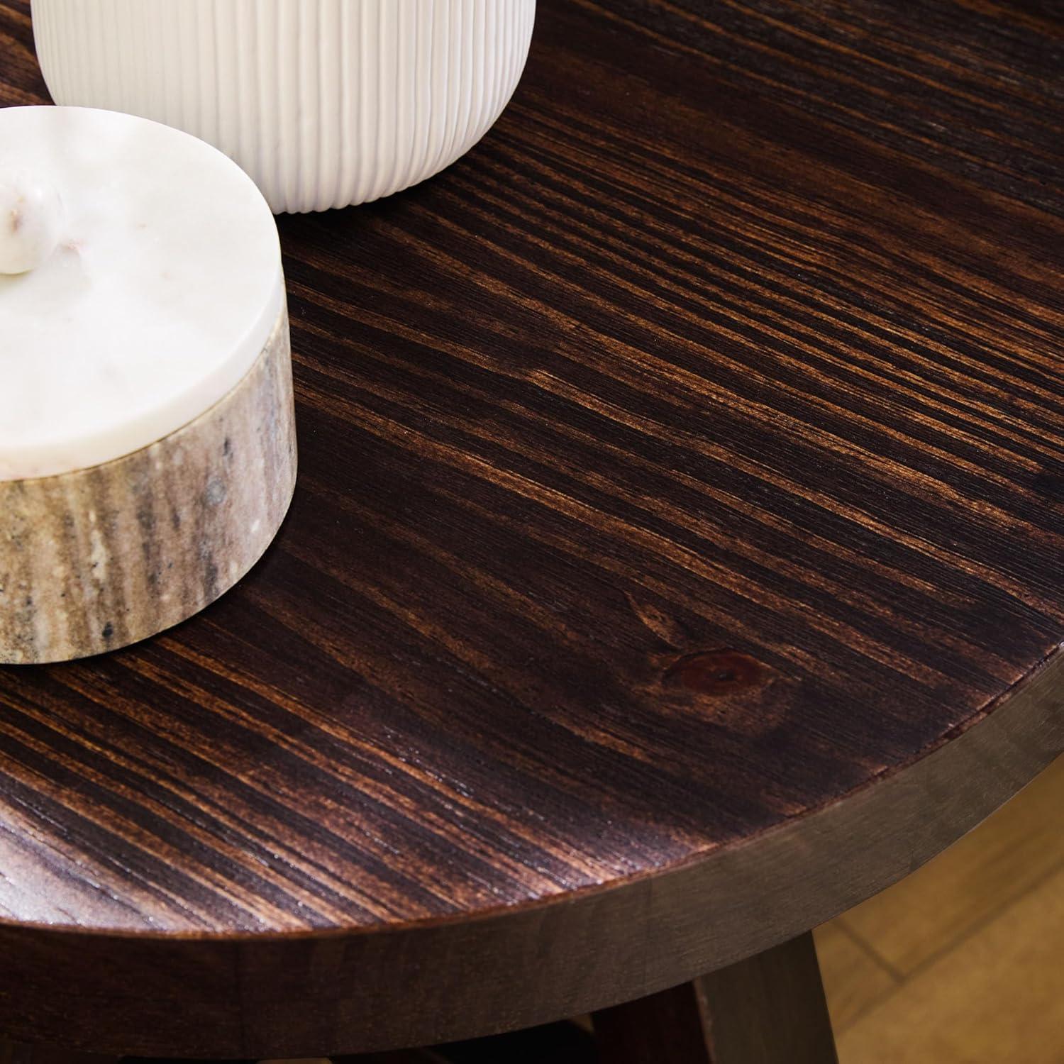 imageWalker Edison Colt Modern Farmhouse Solid Wood Round Side Table 18 Inch EspressoEspresso