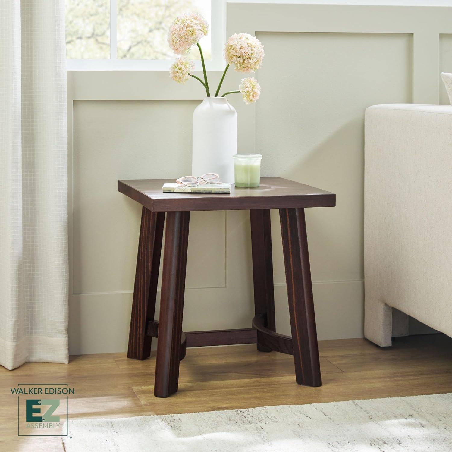 imageWalker Edison Colt Modern Farmhouse Solid Wood Round Side Table 18 Inch EspressoEspresso