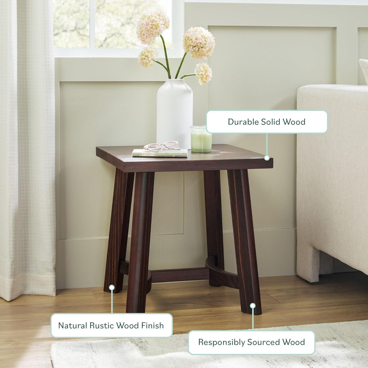 imageWalker Edison Colt Modern Farmhouse Solid Wood Round Side Table 18 Inch EspressoEspresso