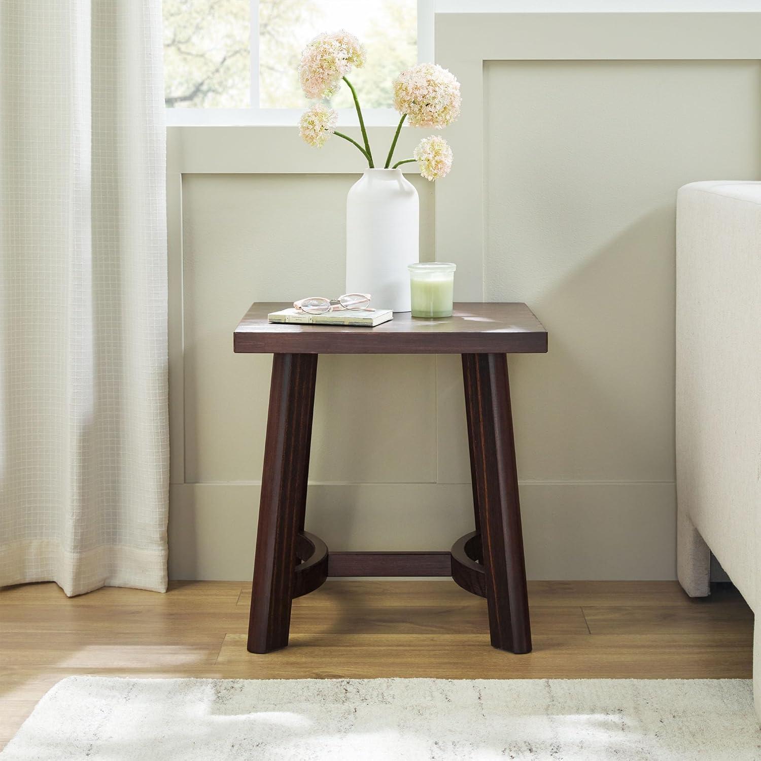 imageWalker Edison Colt Modern Farmhouse Solid Wood Round Side Table 18 Inch EspressoEspresso