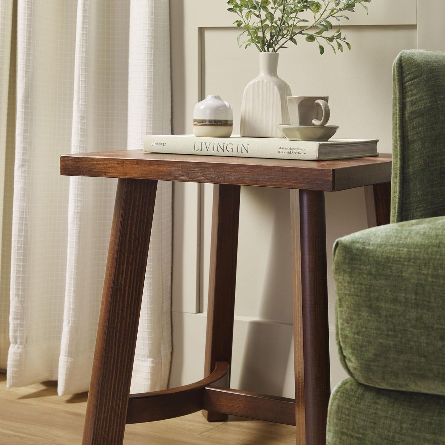 imageWalker Edison Colt Modern Farmhouse Solid Wood Round Side Table 18 Inch EspressoMedium Brown