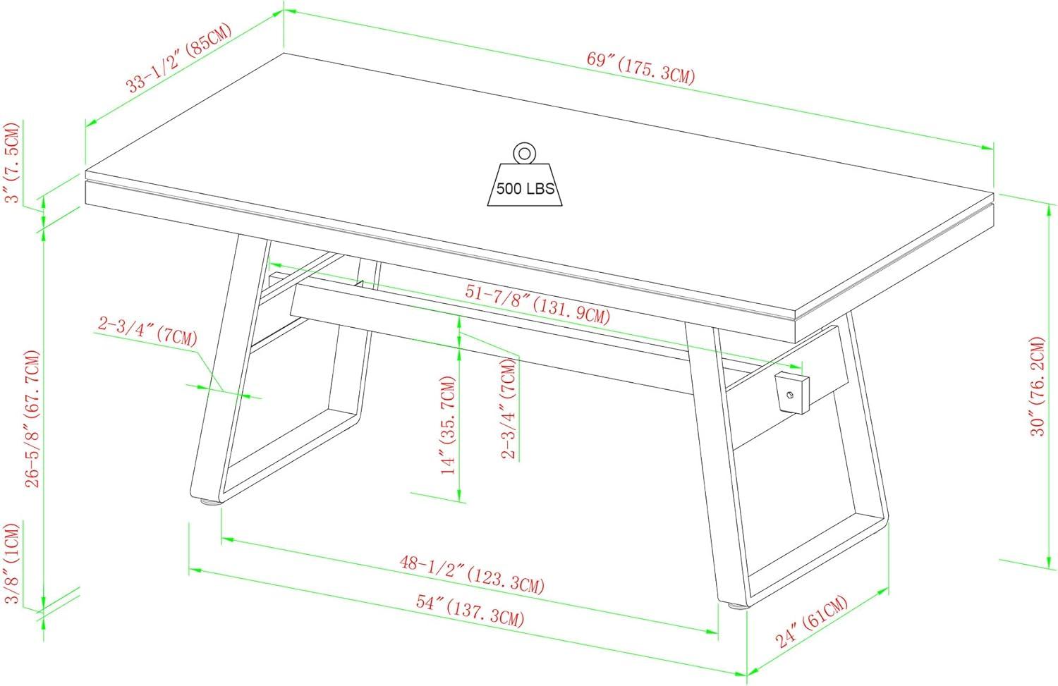 imageWalker Edison Connely Urban TrestleStyle Metal and Wood Dining Table 30 Inch Walnut Veneer