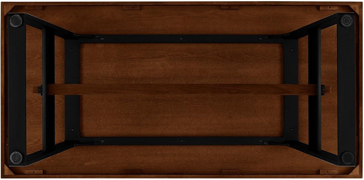 imageWalker Edison Connely Urban TrestleStyle Metal and Wood Dining Table 30 Inch Walnut Veneer