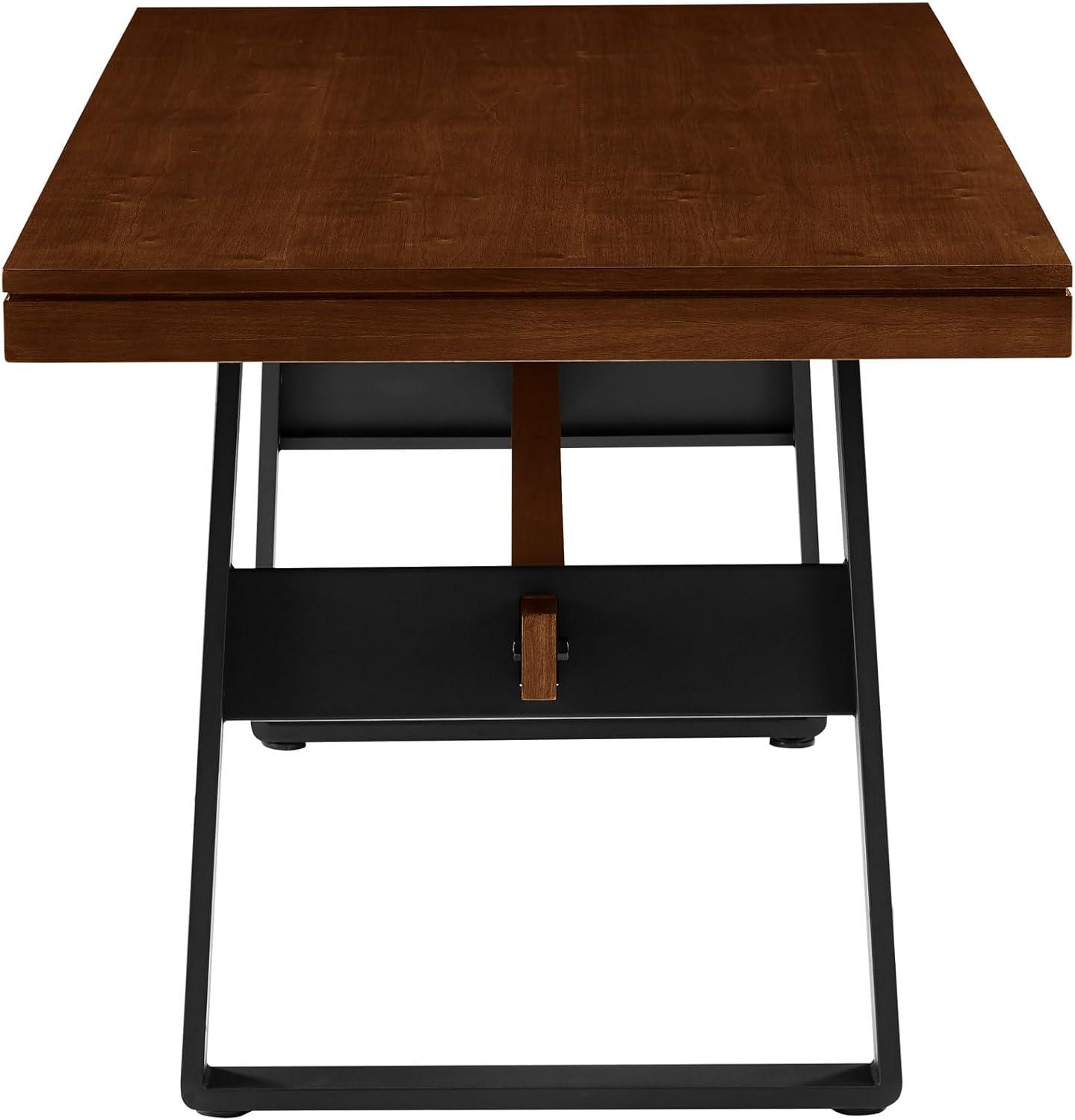 imageWalker Edison Connely Urban TrestleStyle Metal and Wood Dining Table 30 Inch Walnut Veneer