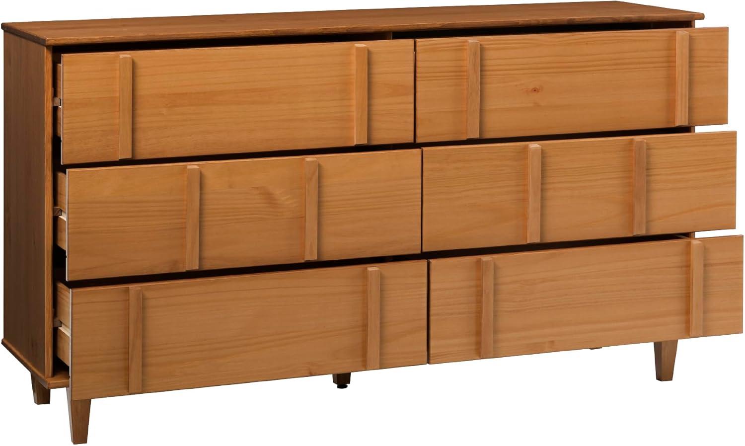 imageWalker Edison Contemporary Detailed 6Drawer Solid Wood Dresser 60 Inch CaramelCaramelt