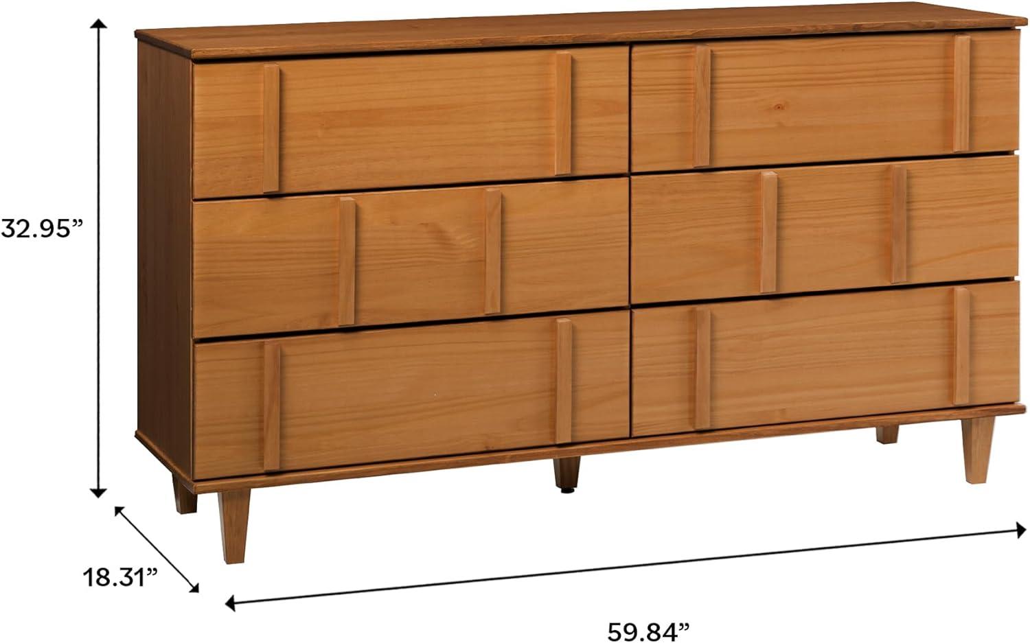 imageWalker Edison Contemporary Detailed 6Drawer Solid Wood Dresser 60 Inch CaramelCaramelt