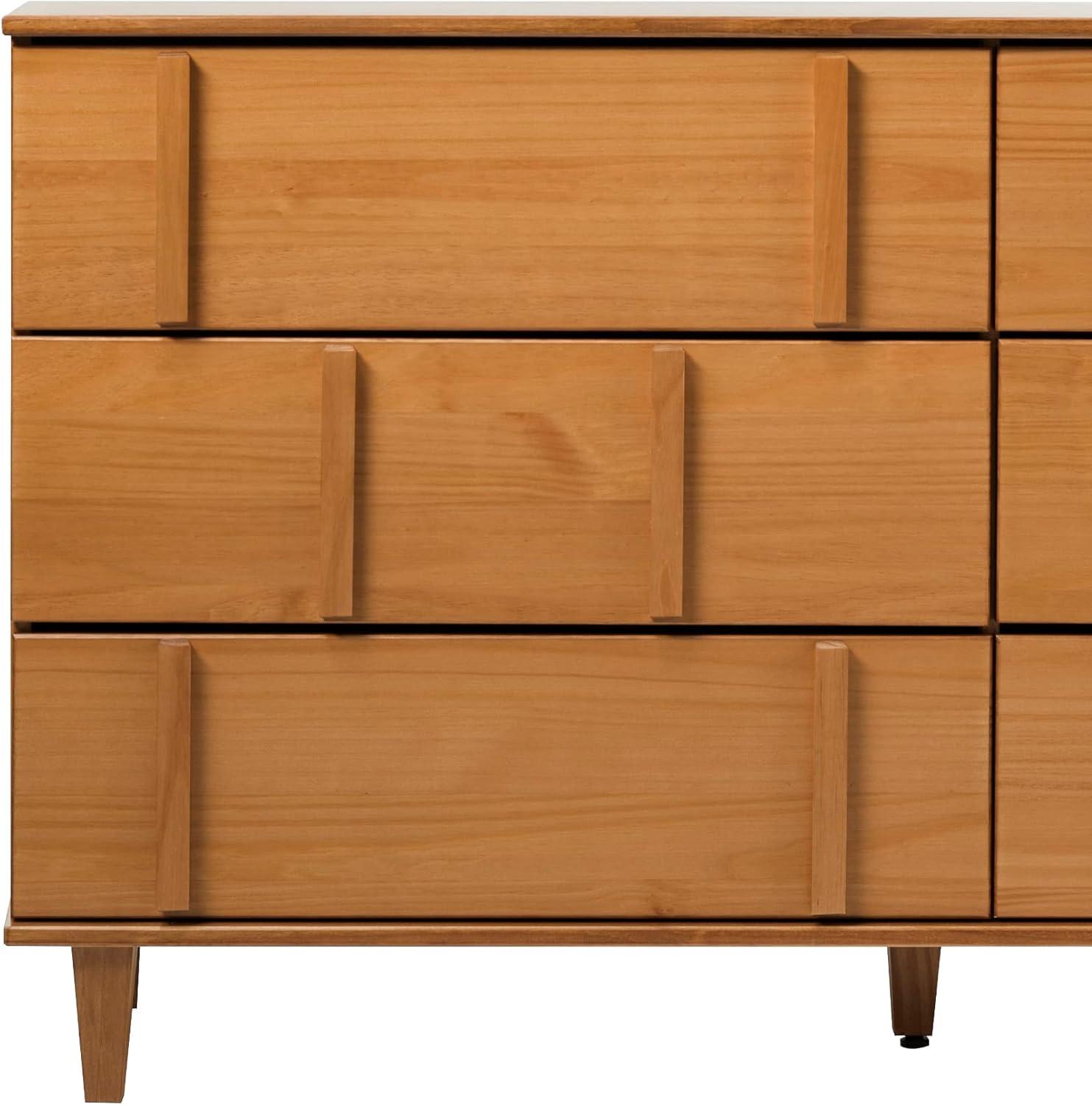 imageWalker Edison Contemporary Detailed 6Drawer Solid Wood Dresser 60 Inch CaramelCaramelt
