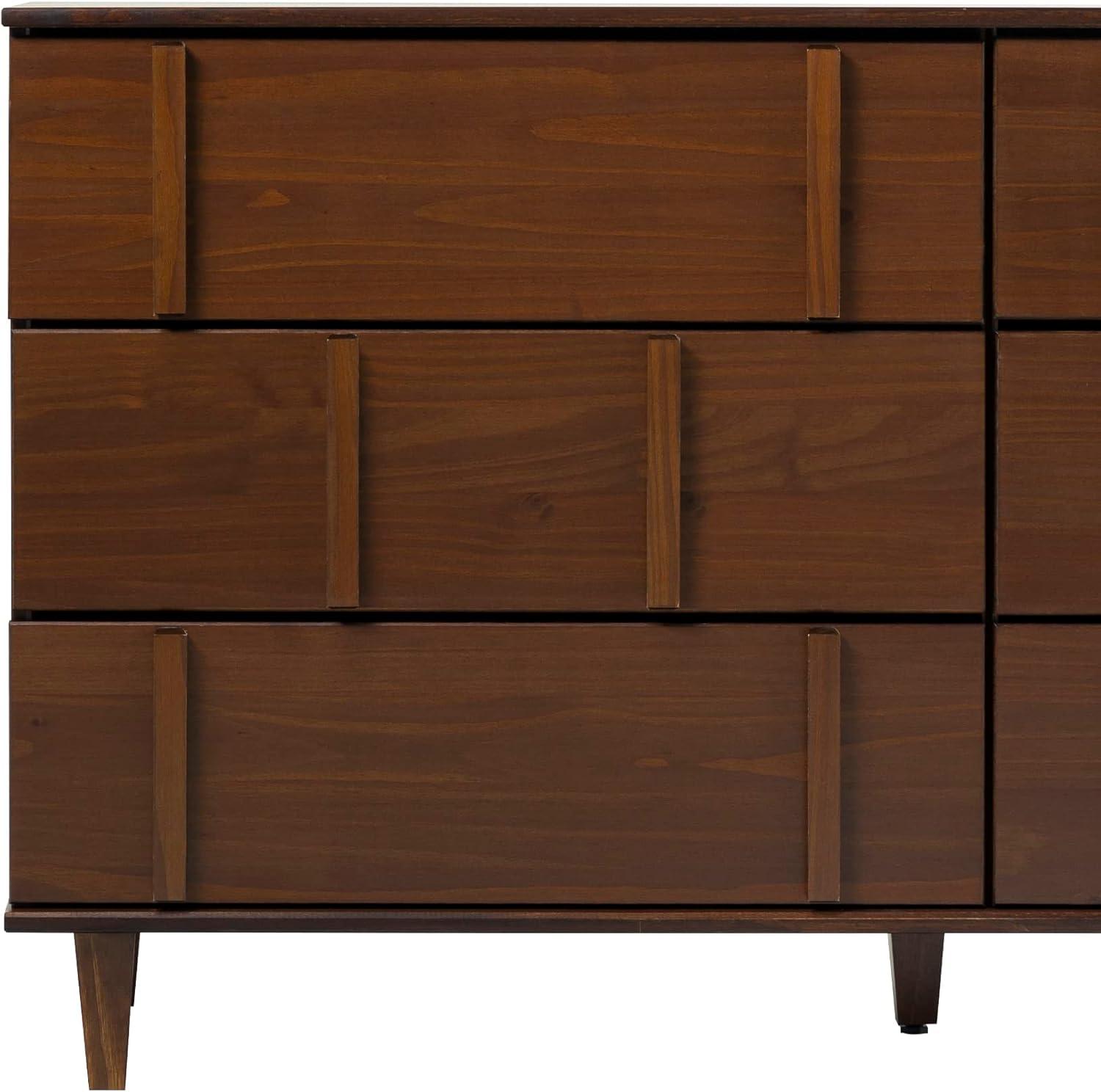 imageWalker Edison Contemporary Detailed 6Drawer Solid Wood Dresser 60 Inch CaramelWalnutt
