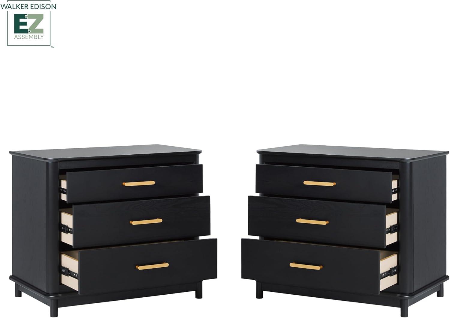 imageWalker Edison Contemporary Solid Red Oak Veneer 3Drawer Nightstand Easy to Assemble Drawers Storage for Bedroom 3Drawer Nightstand 3025 Inch English OakBlack