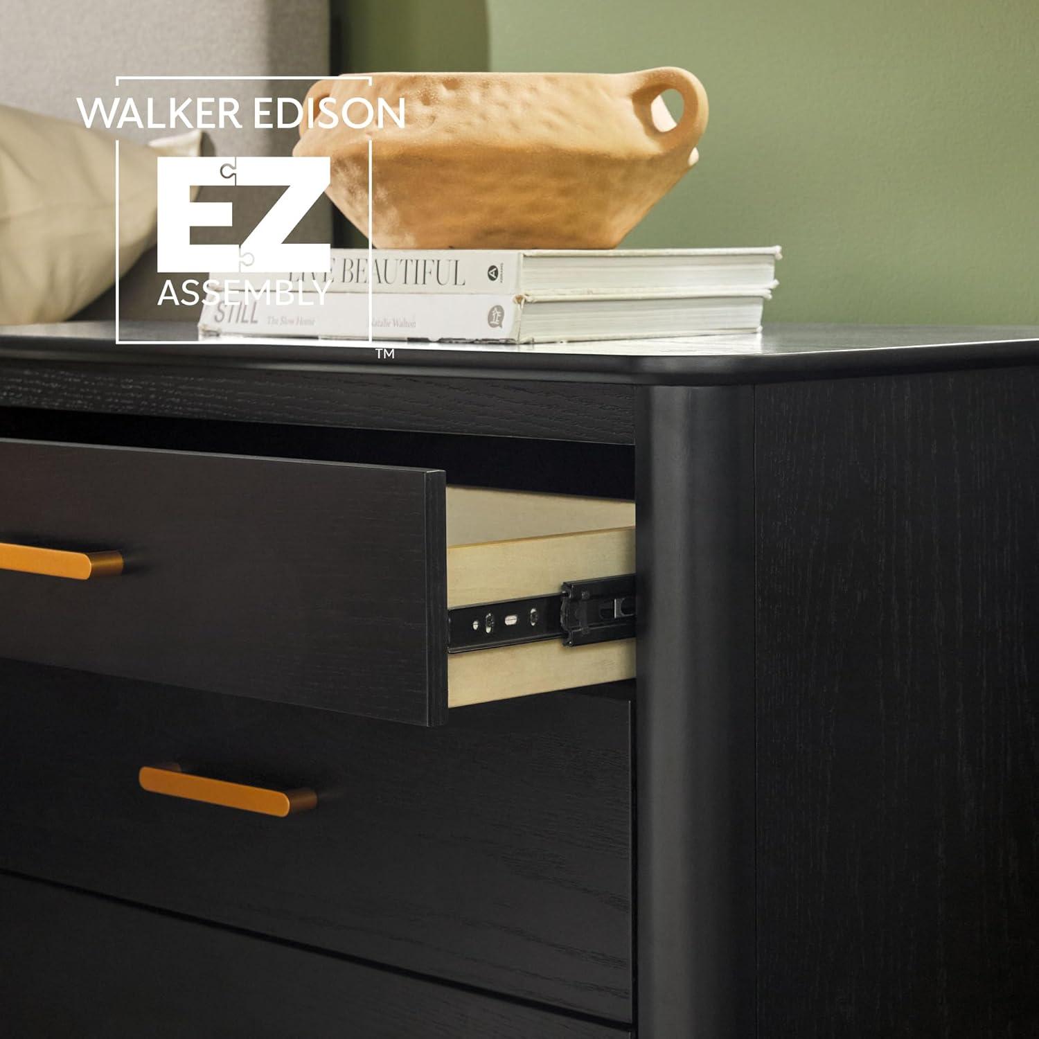 imageWalker Edison Contemporary Solid Red Oak Veneer 3Drawer Nightstand Easy to Assemble Drawers Storage for Bedroom 3Drawer Nightstand 3025 Inch English OakBlack