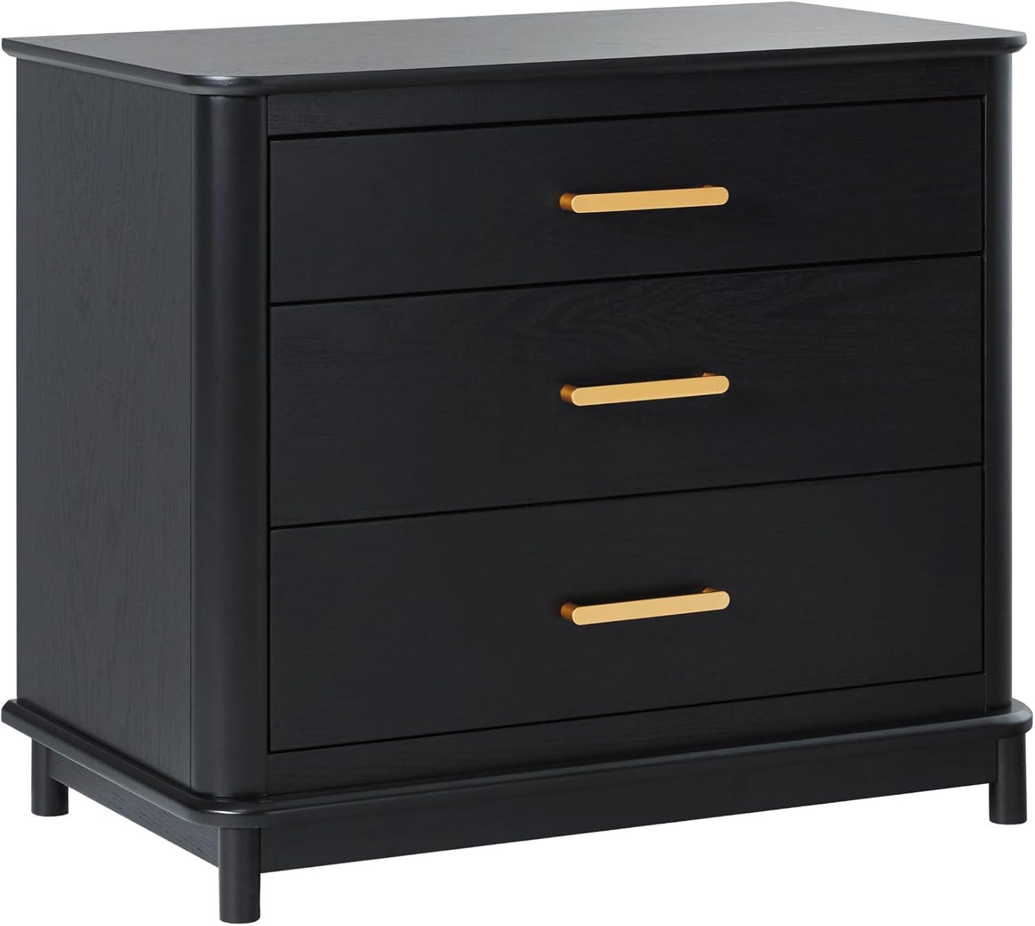 imageWalker Edison Contemporary Solid Red Oak Veneer 3Drawer Nightstand Easy to Assemble Drawers Storage for Bedroom 3Drawer Nightstand 3025 Inch English OakBlack