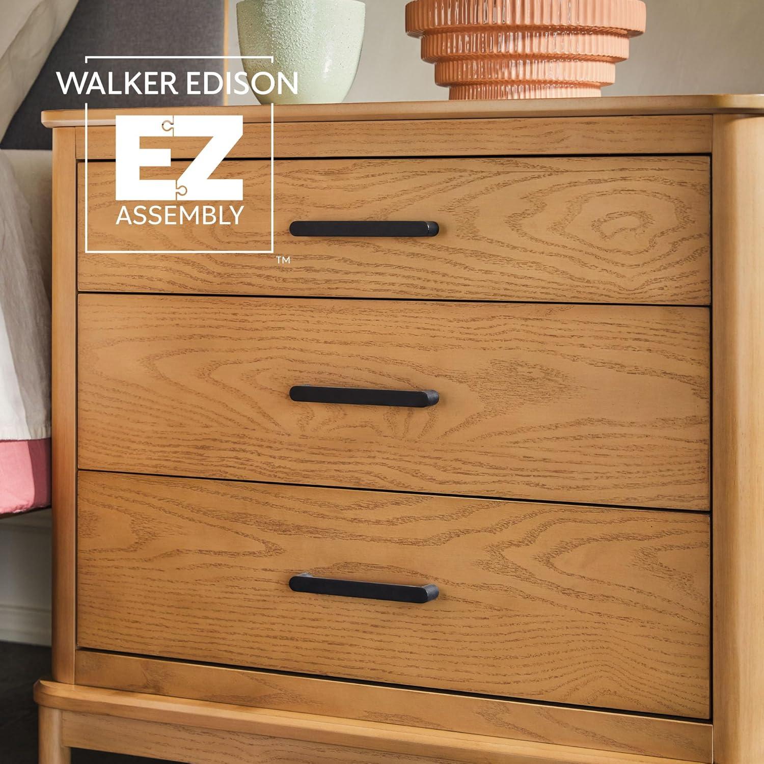 imageWalker Edison Contemporary Solid Red Oak Veneer 3Drawer Nightstand Easy to Assemble Drawers Storage for Bedroom 3Drawer Nightstand 3025 Inch English OakEnglish Oak