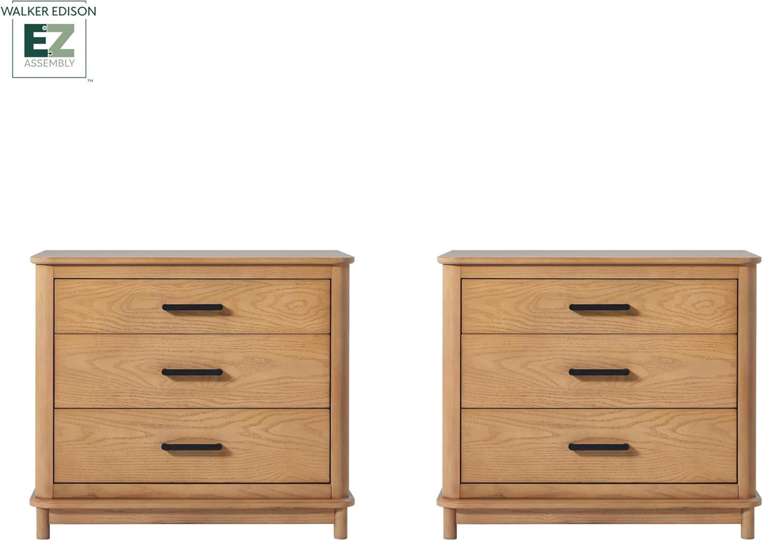 imageWalker Edison Contemporary Solid Red Oak Veneer 3Drawer Nightstand Easy to Assemble Drawers Storage for Bedroom 3Drawer Nightstand 3025 Inch English OakEnglish Oak