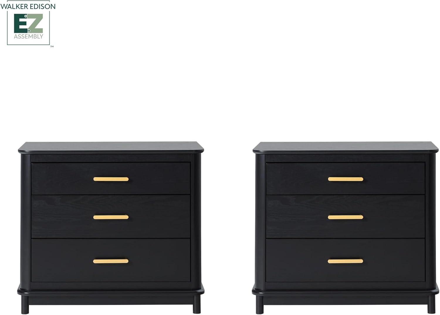 imageWalker Edison Contemporary Solid Red Oak Veneer 3Drawer Nightstand Easy to Assemble Drawers Storage for Bedroom 3Drawer Nightstand 3025 Inch English OakBlack