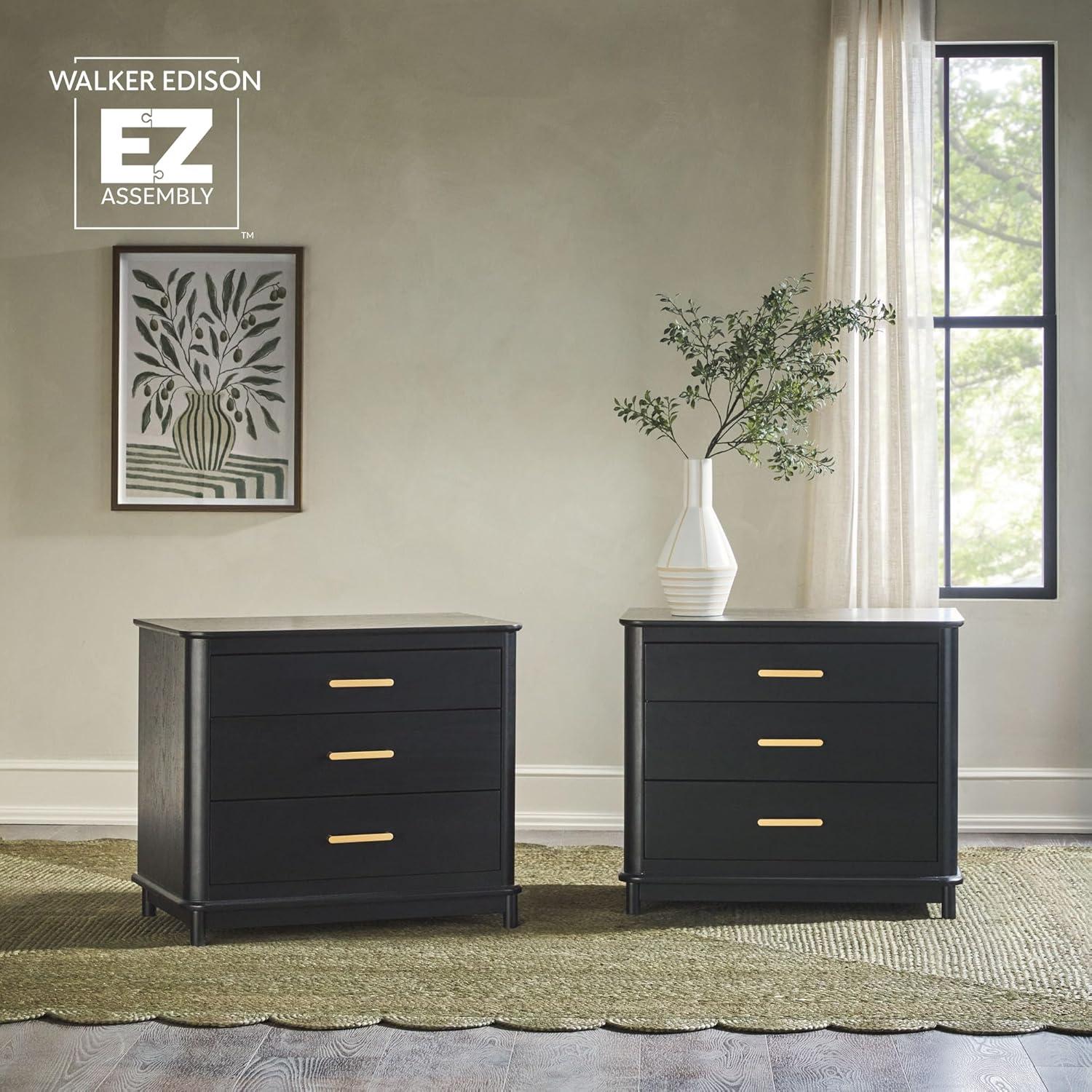 imageWalker Edison Contemporary Solid Red Oak Veneer 3Drawer Nightstand Easy to Assemble Drawers Storage for Bedroom 3Drawer Nightstand 3025 Inch English OakBlack