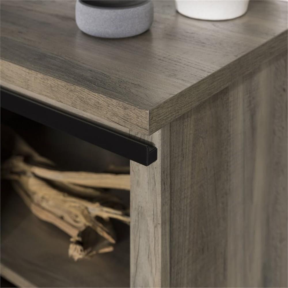 imageWalker Edison Corbin Modern Farmhouse Sliding X Barn Door TV Stand for TVs up to 80 Inches 70 Inch Reclaimed Barnwood and Brushed WhiteGrey Wash