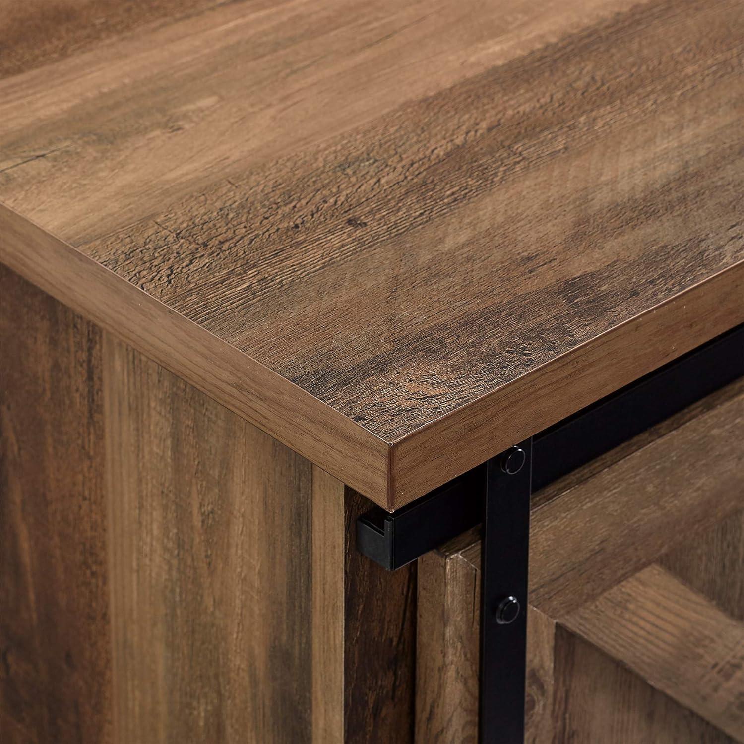 imageWalker Edison Corbin Modern Farmhouse Sliding X Barn Door TV Stand for TVs up to 80 Inches 70 Inch Reclaimed Barnwood and Brushed WhiteRustic Oak