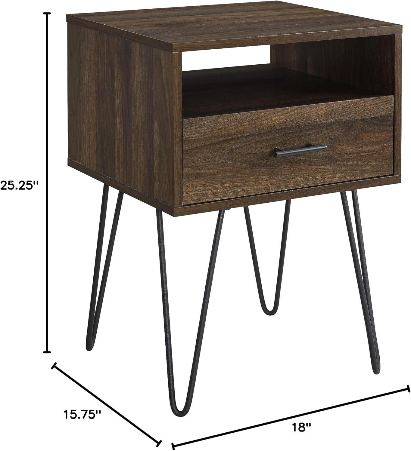 imageWalker Edison Croft Modern Small Bed Side Table Nightstand with Drawer Accent Table 18 Inch Dark WalnutDark Walnut