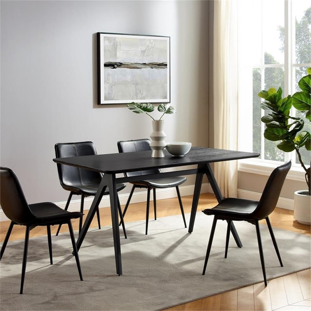 imageWalker Edison Dalt Modern Industrial Veneer and Metal Rectangular Dining Table 60 Inch Dark WalnutDark Walnut