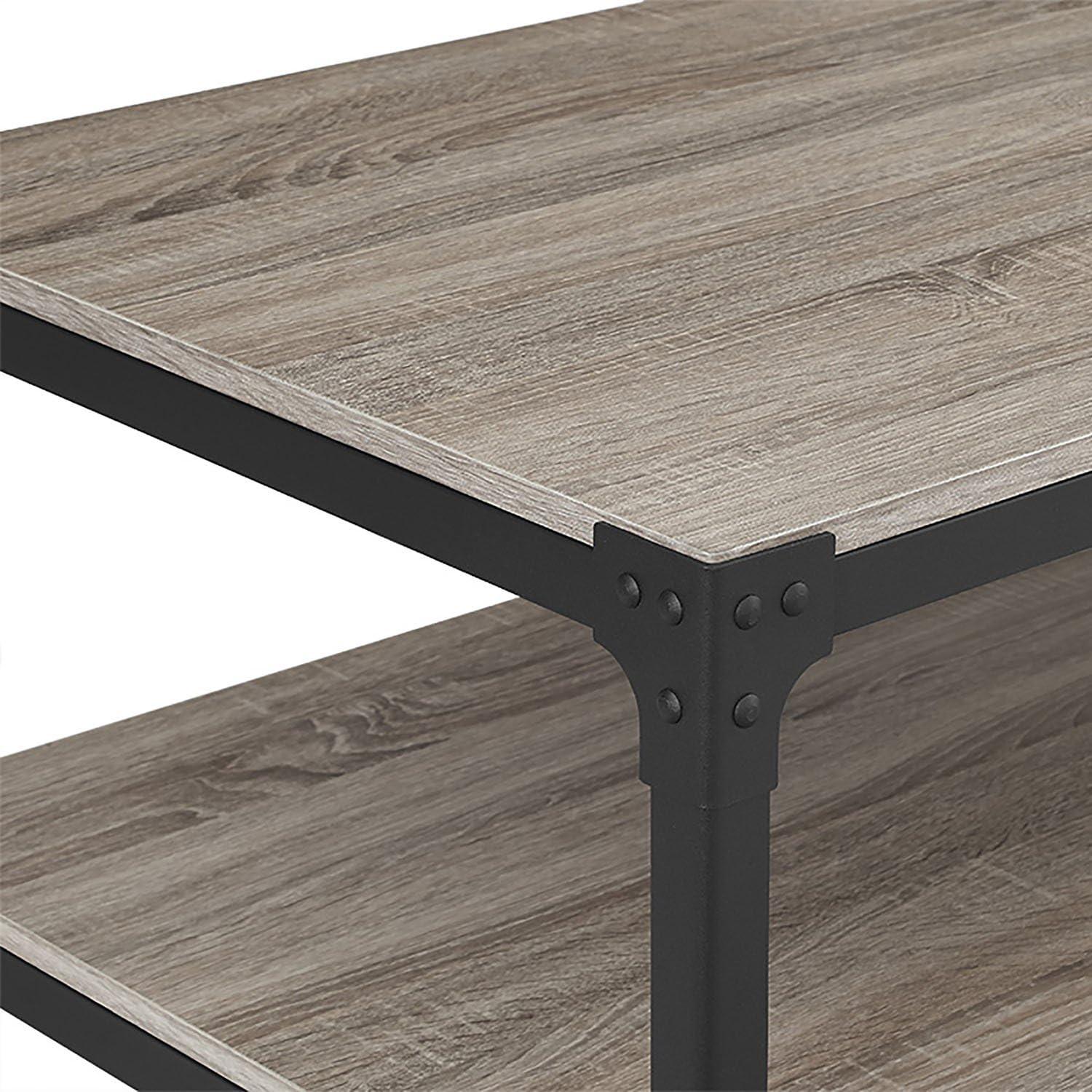 imageWalker Edison Declan Urban Industrial Angle Iron and Wood Coffee Table 46 inch Grey WashDriftwood