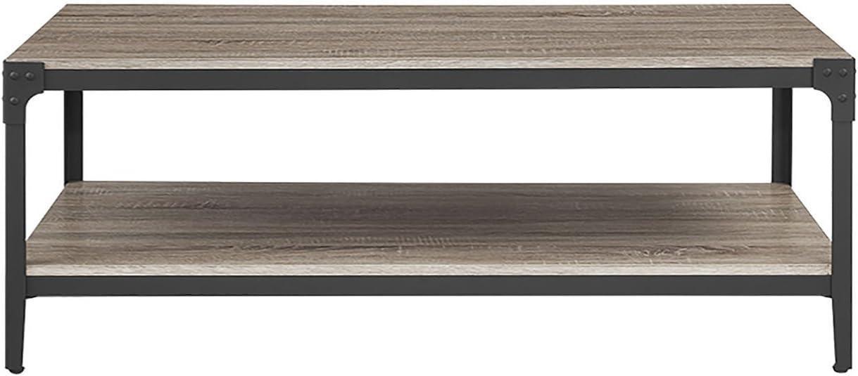 imageWalker Edison Declan Urban Industrial Angle Iron and Wood Coffee Table 46 inch Grey WashDriftwood
