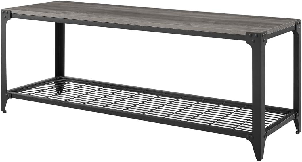 imageWalker Edison Declan Urban Industrial Angle Iron and Wood Coffee Table 46 inch Grey WashGrey Wash