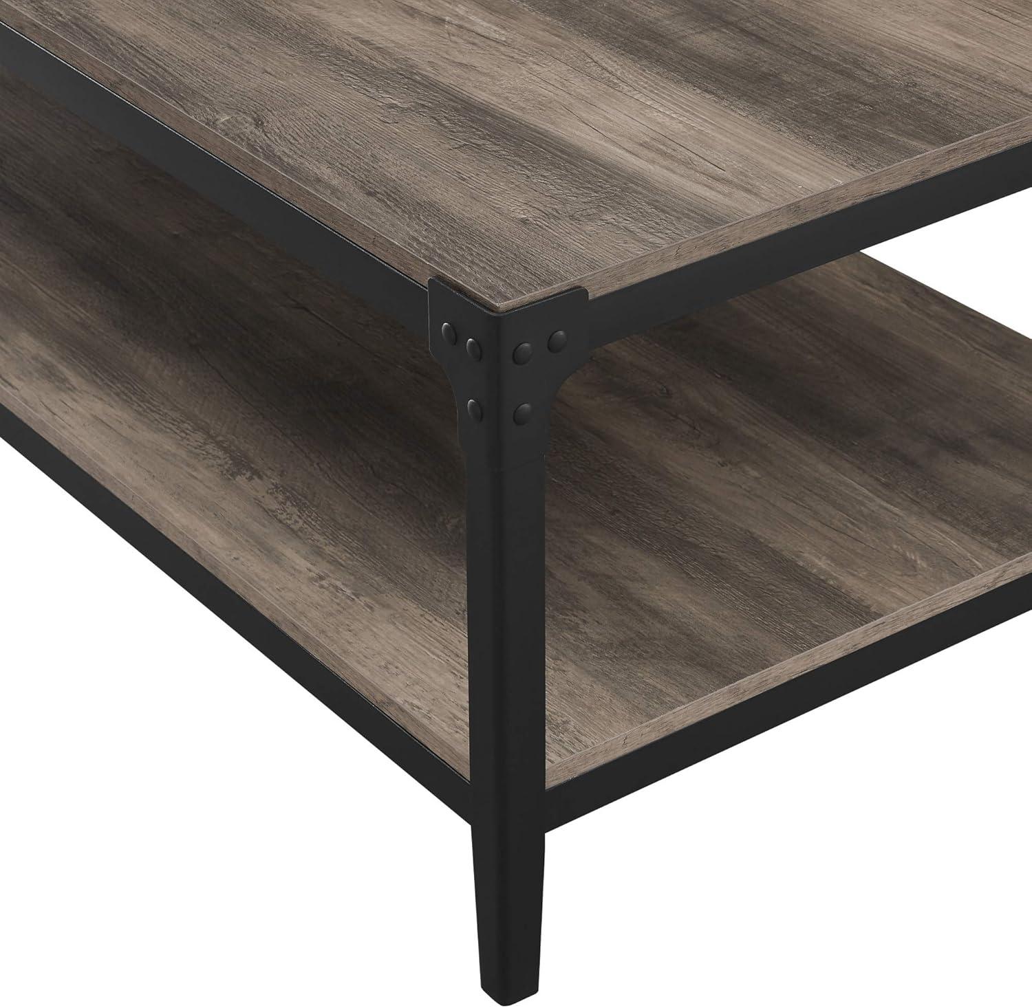 imageWalker Edison Declan Urban Industrial Angle Iron and Wood Coffee Table 46 inch Grey WashGrey Wash