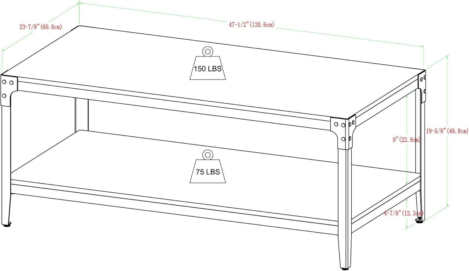 imageWalker Edison Declan Urban Industrial Angle Iron and Wood Coffee Table 46 inch Grey WashGrey Wash