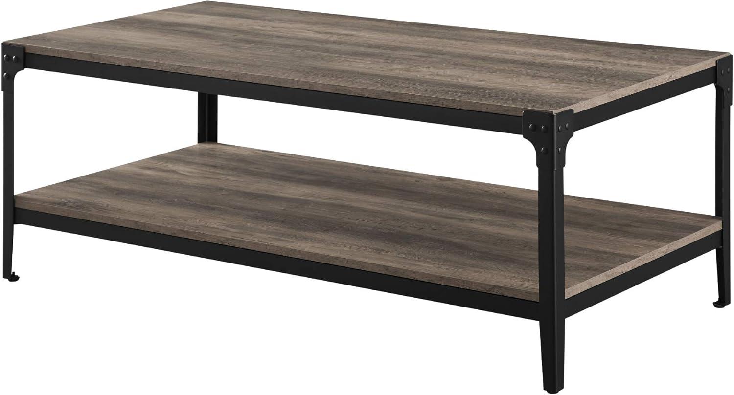 imageWalker Edison Declan Urban Industrial Angle Iron and Wood Coffee Table 46 inch Grey WashGrey Wash