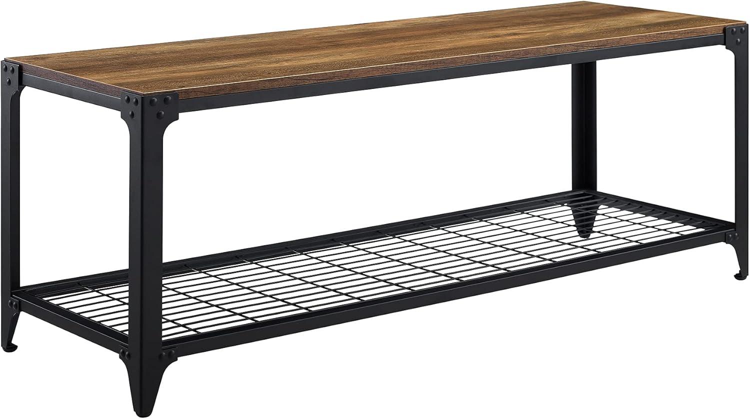 imageWalker Edison Declan Urban Industrial Angle Iron and Wood Coffee Table 46 inch Grey WashRustic Oak