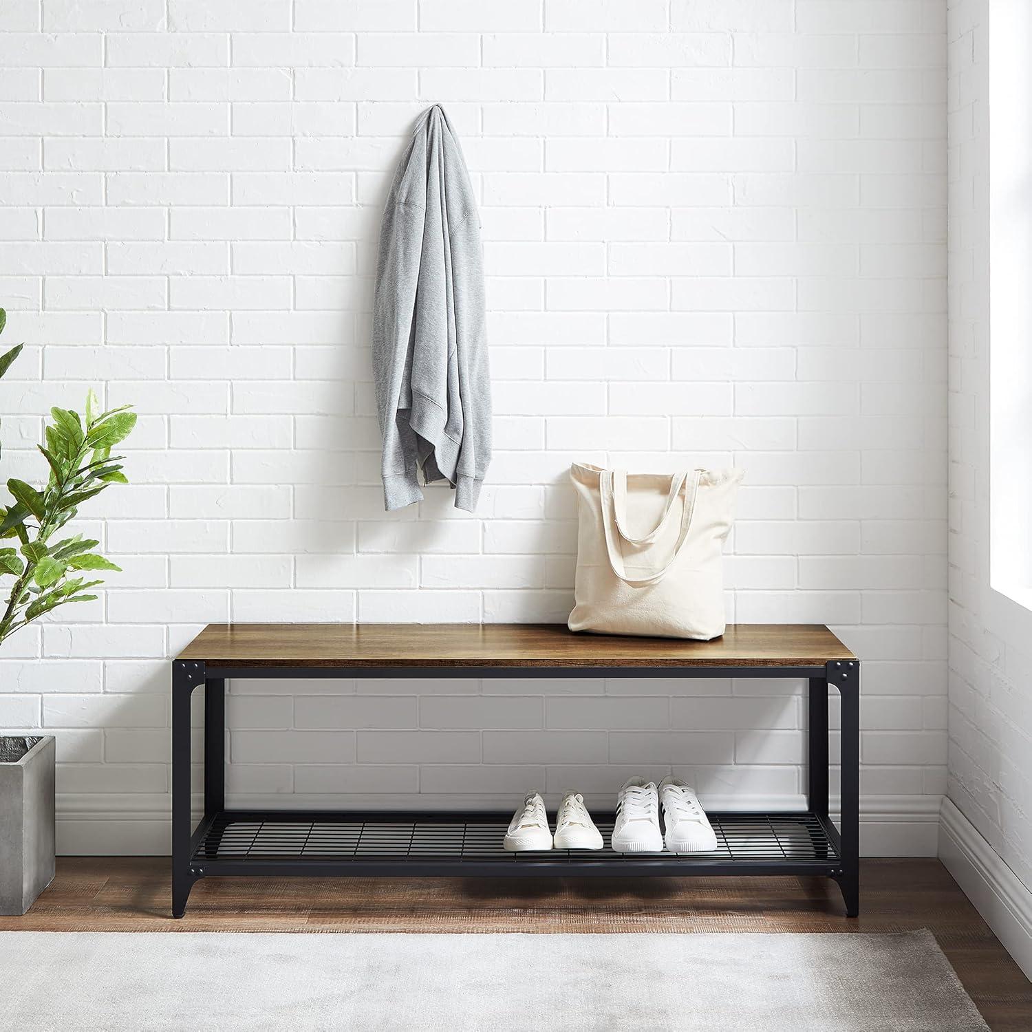 imageWalker Edison Declan Urban Industrial Angle Iron and Wood Coffee Table 46 inch Grey WashRustic Oak