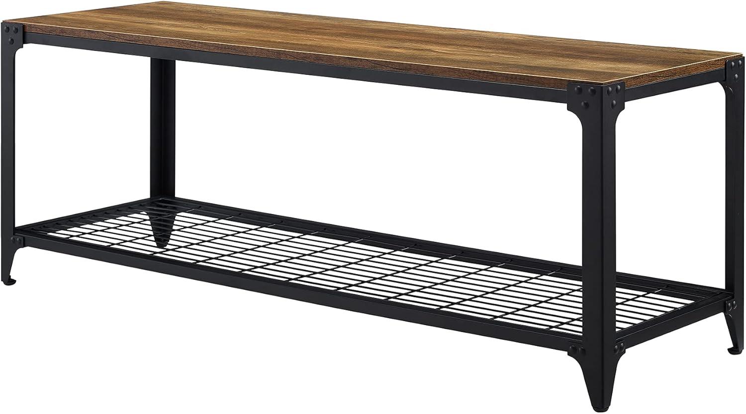 imageWalker Edison Declan Urban Industrial Angle Iron and Wood Coffee Table 46 inch Grey WashRustic Oak