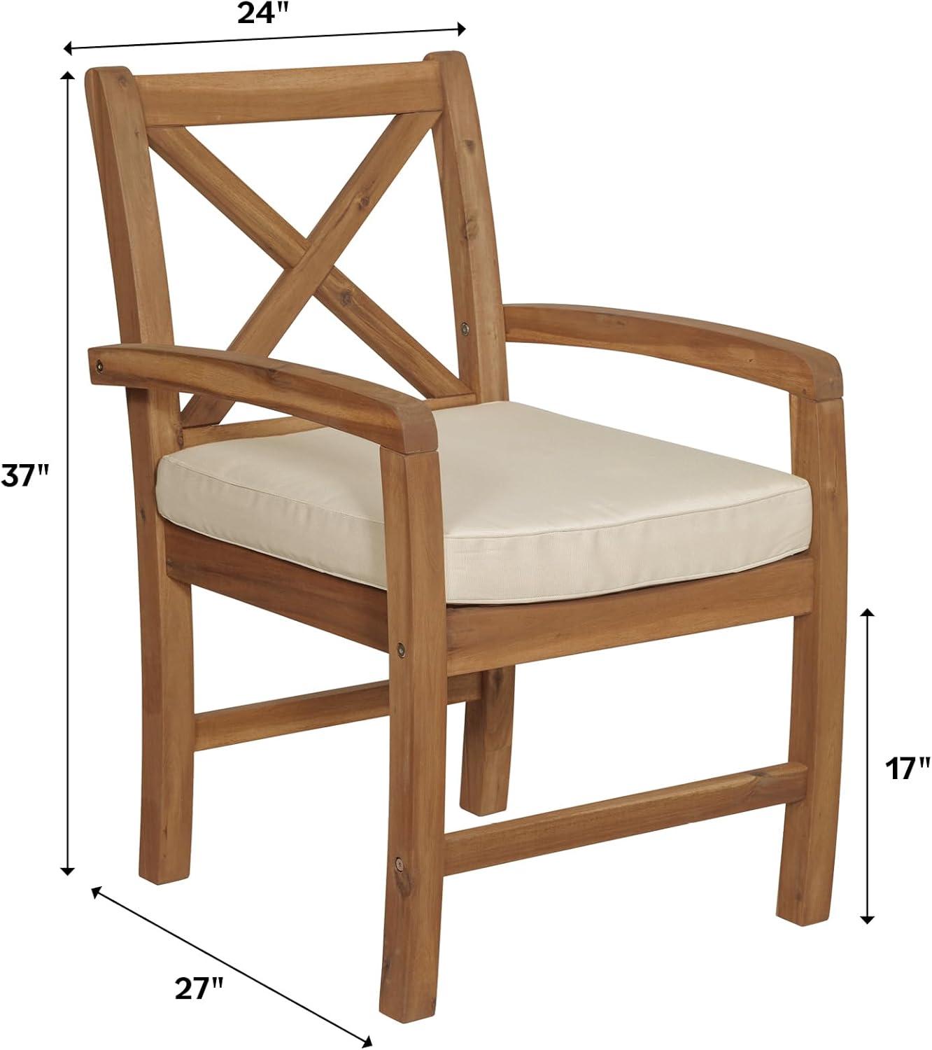 imageWalker Edison Delray Classic Acacia Wood X Back Patio Chairs with Cushions Set of 2 Brown