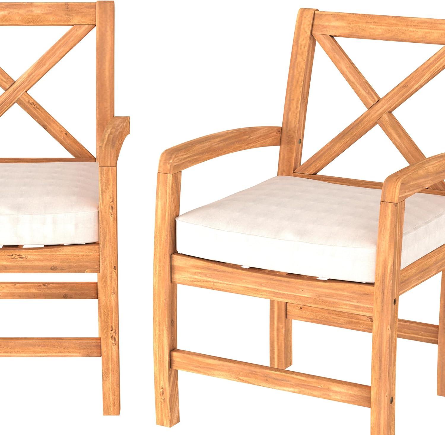 imageWalker Edison Delray Classic Acacia Wood X Back Patio Chairs with Cushions Set of 2 Brown