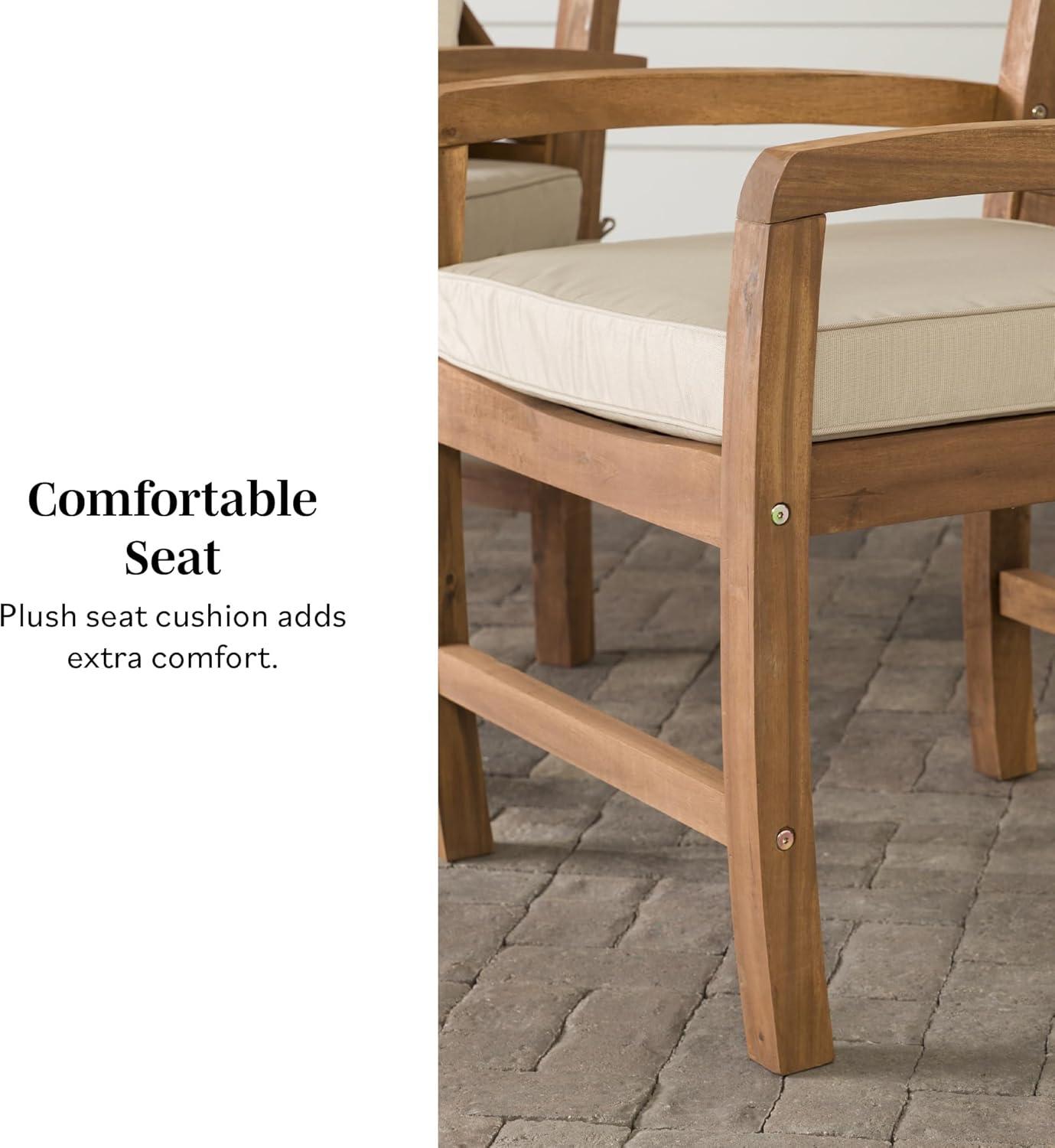 imageWalker Edison Delray Classic Acacia Wood X Back Patio Chairs with Cushions Set of 2 Brown