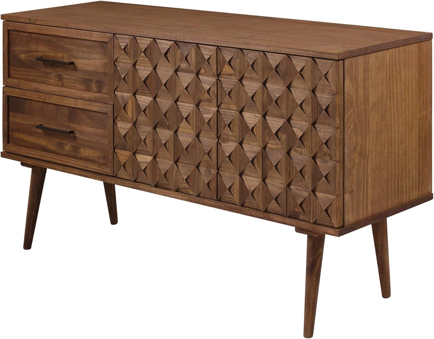 imageWalker Edison Deluca Boho Solid Wood 2 Door Sideboard with Prism Detail 58 Inch CaramelBrown
