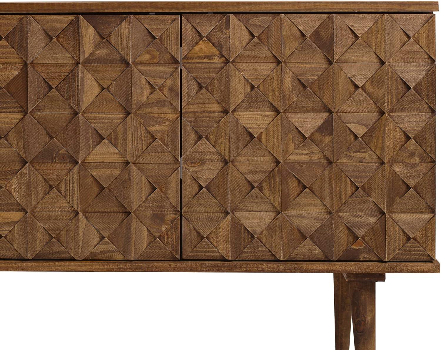 imageWalker Edison Deluca Boho Solid Wood 2 Door Sideboard with Prism Detail 58 Inch CaramelBrown